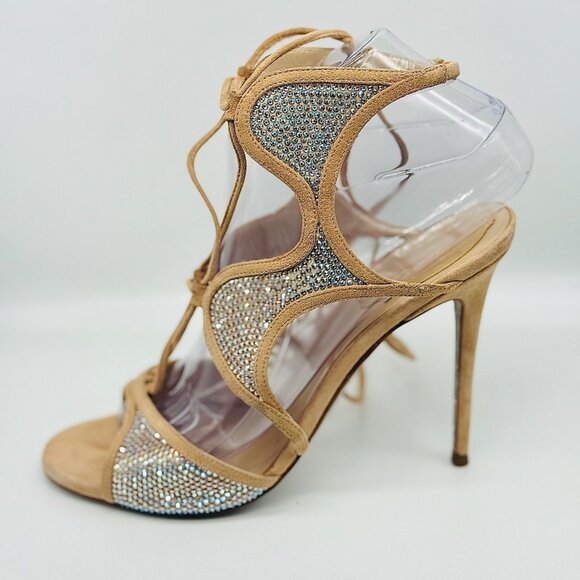 René Caovilla Crystal Flame Lace‑Up Stiletto Sandals | Size 7.5 - Picture 4 of 4